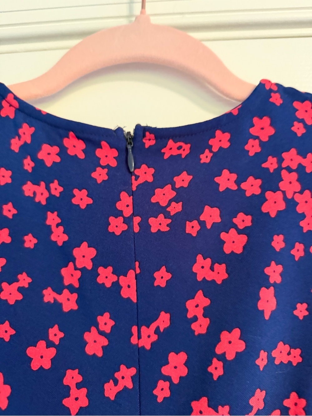 Women's Navy Blue Floral Midi Dress with Pink Print - Picture 9 of 10